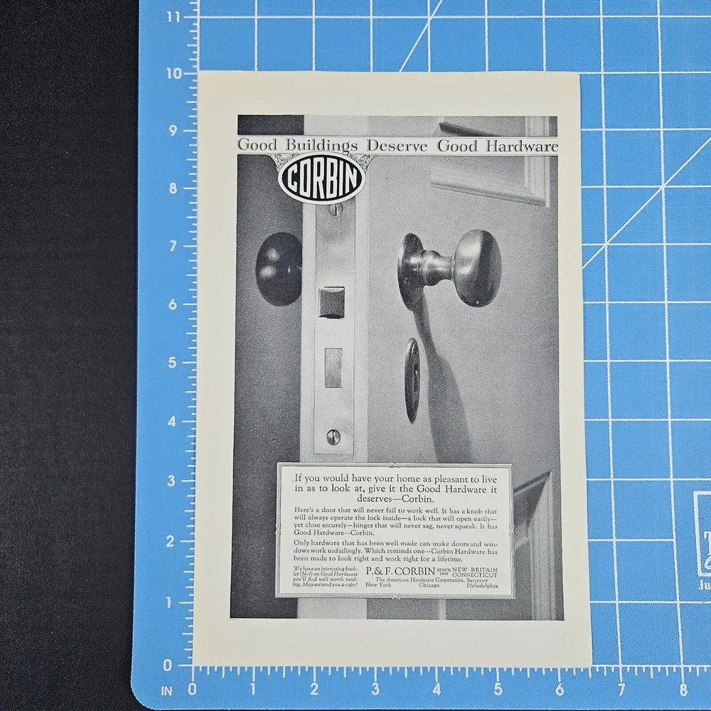 1927 P&F Corbin American Hardware Corp Door Knob Vintage Print Ad New Britain CT